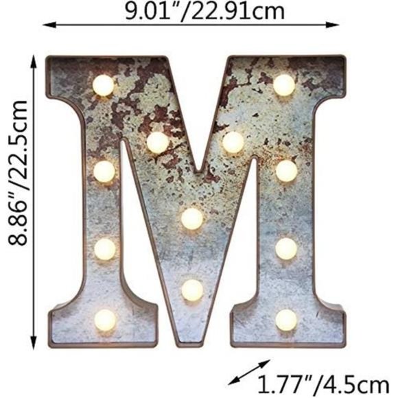 LED Marquee Light Up Letters Industrial Vintage Style Lighted Letters Rust Metal - Picture 7 of 8